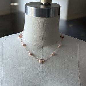 Tory Burch Rose Gold and Pearl Necklace
